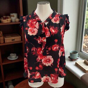 Sweet Rain Floral Blouse 2X Romantic Spring Office Career Cottagecore Bloomcore